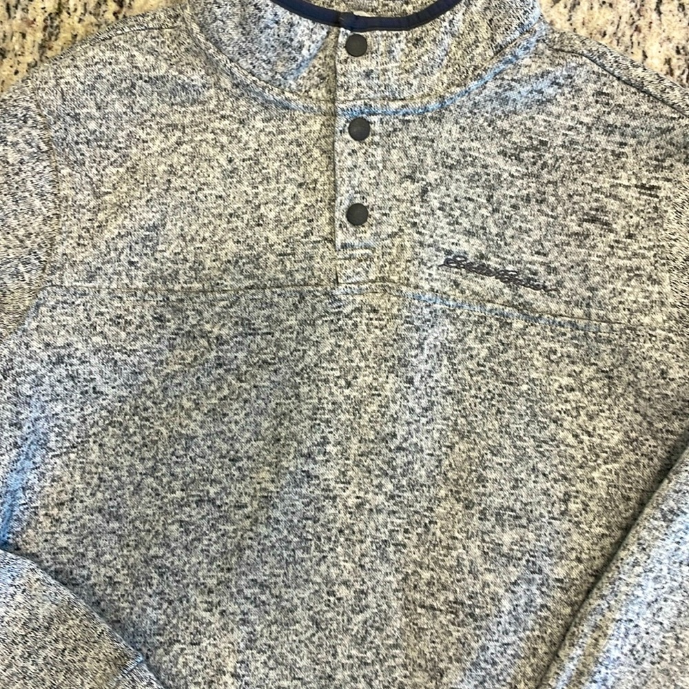 Eddie Bauer Radiator Fleece Snap Mock Pullover. Warm heathered fabric. EUC
